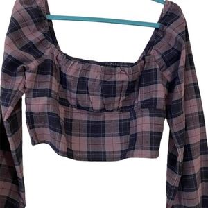 NWT Wild Fable crop plaid top